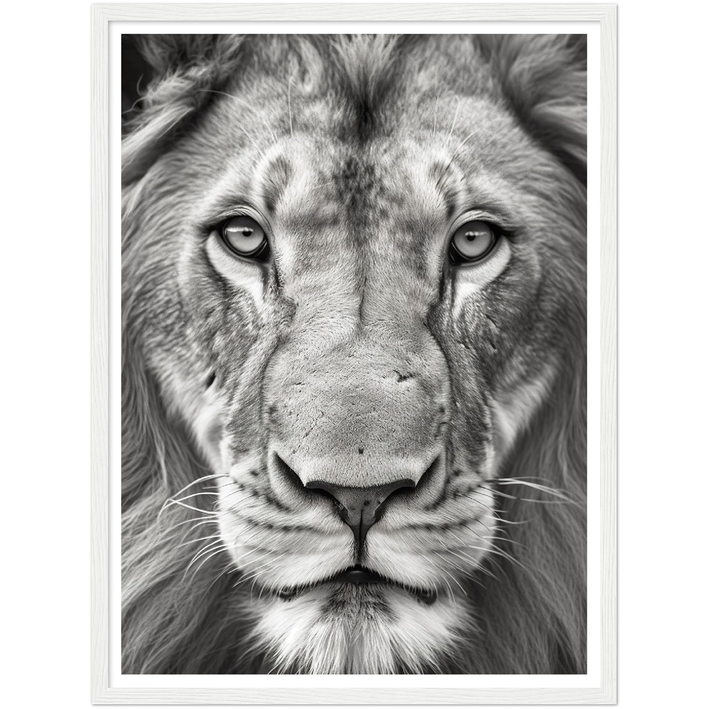 Lion Roar in Monochrome Photograph Wall Art Print