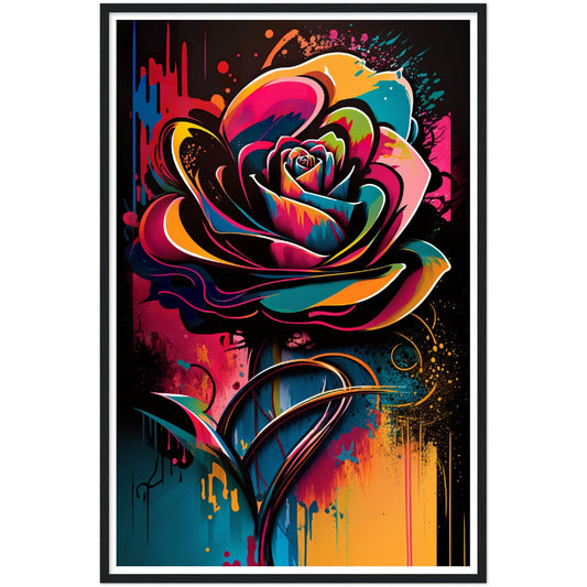 Electric Rose Abstract Flower Wall Art Print