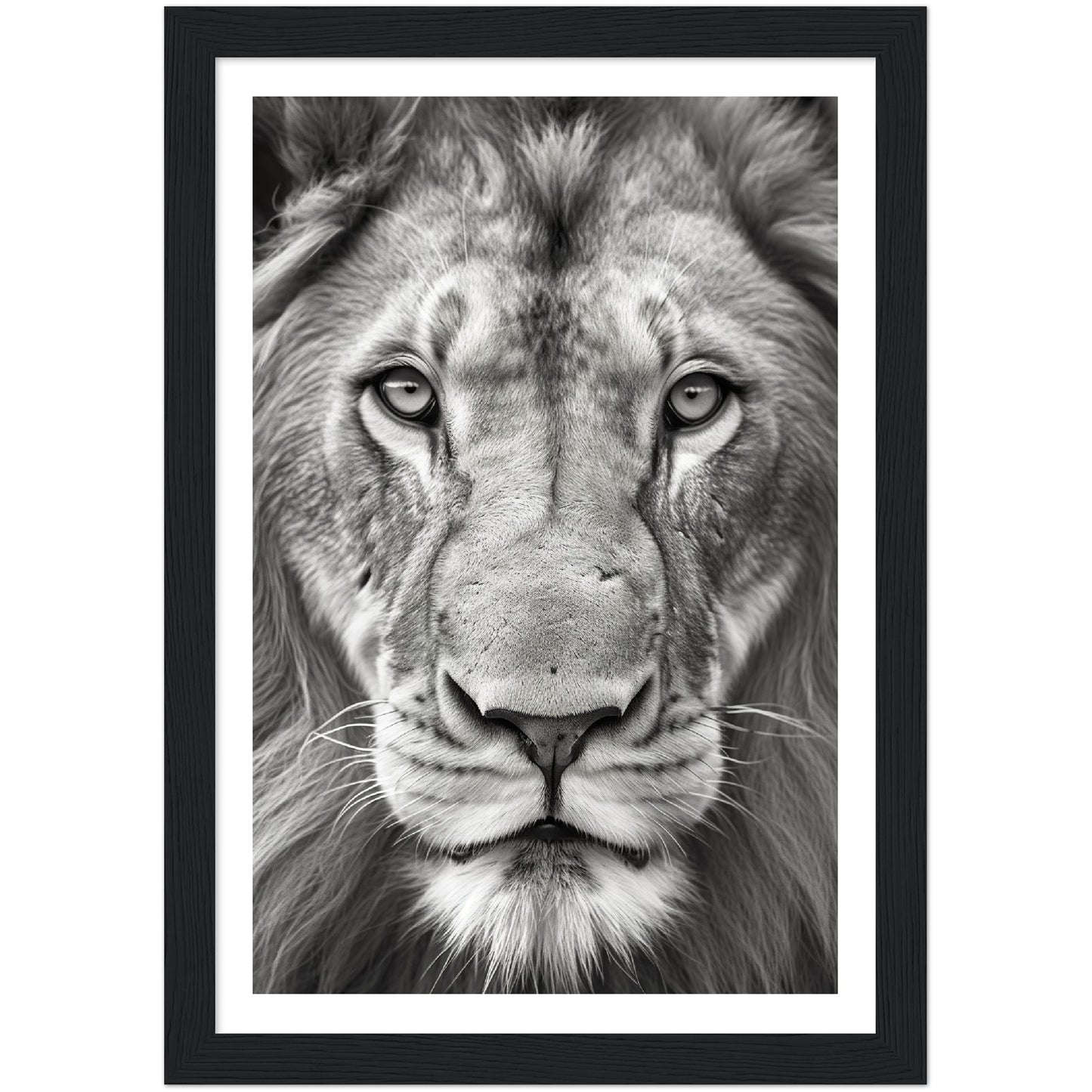 Lion Roar in Monochrome Photograph Wall Art Print