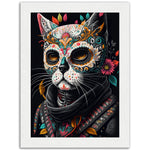 Load image into Gallery viewer, Day Of The Dead Chic Cat Illustration Wall Art Print