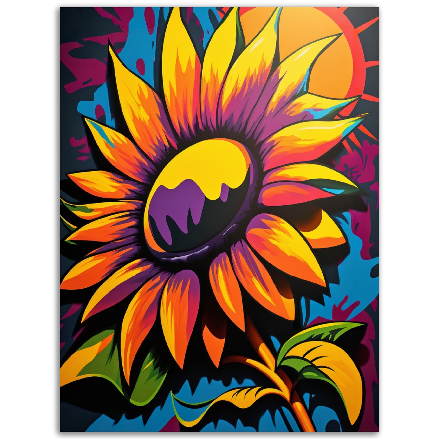 Sunflower Abstract Burst Wall Art Print