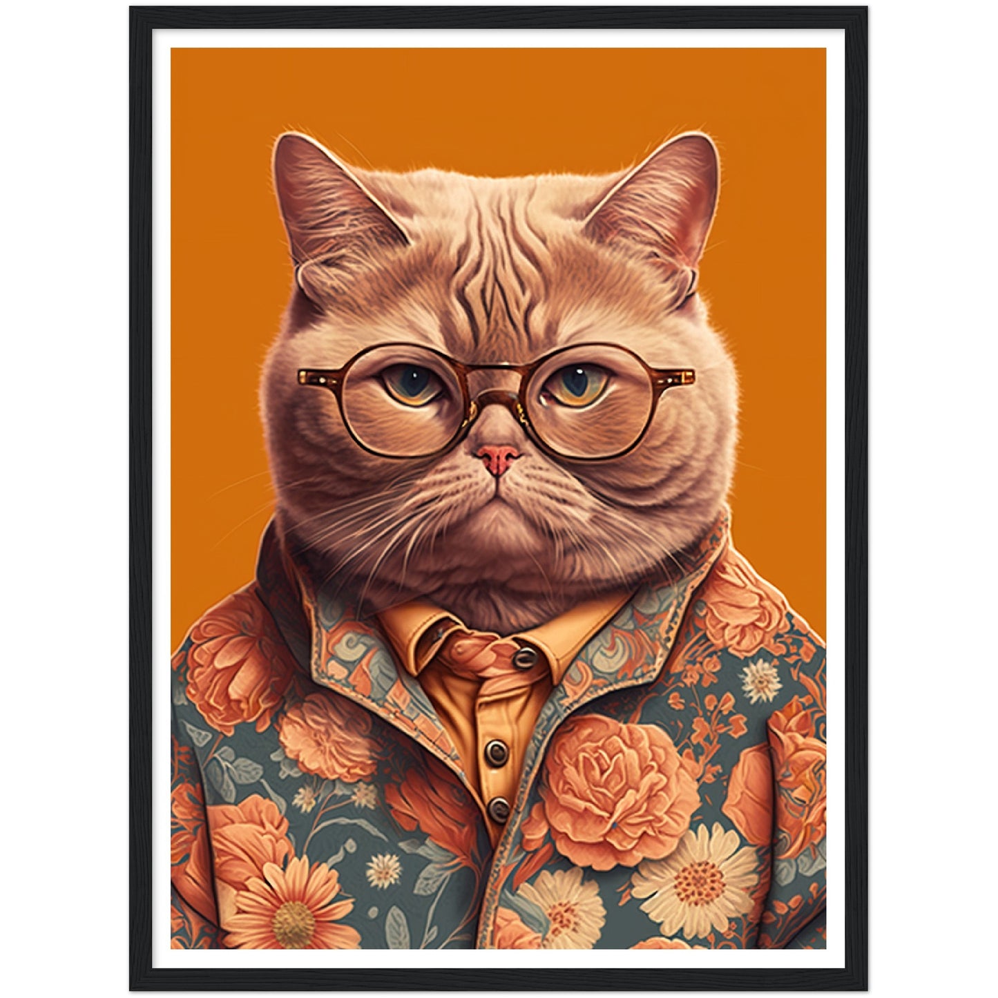 Trendy British Shorthair Cat Illustration Wall Art Print