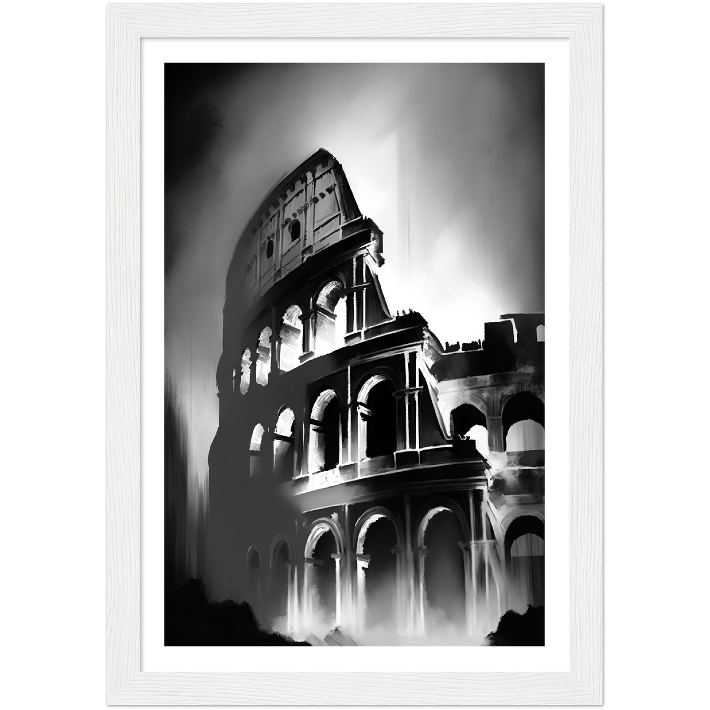 Rome's Monochromatic Marvel - Minimalist Colosseum Sketch