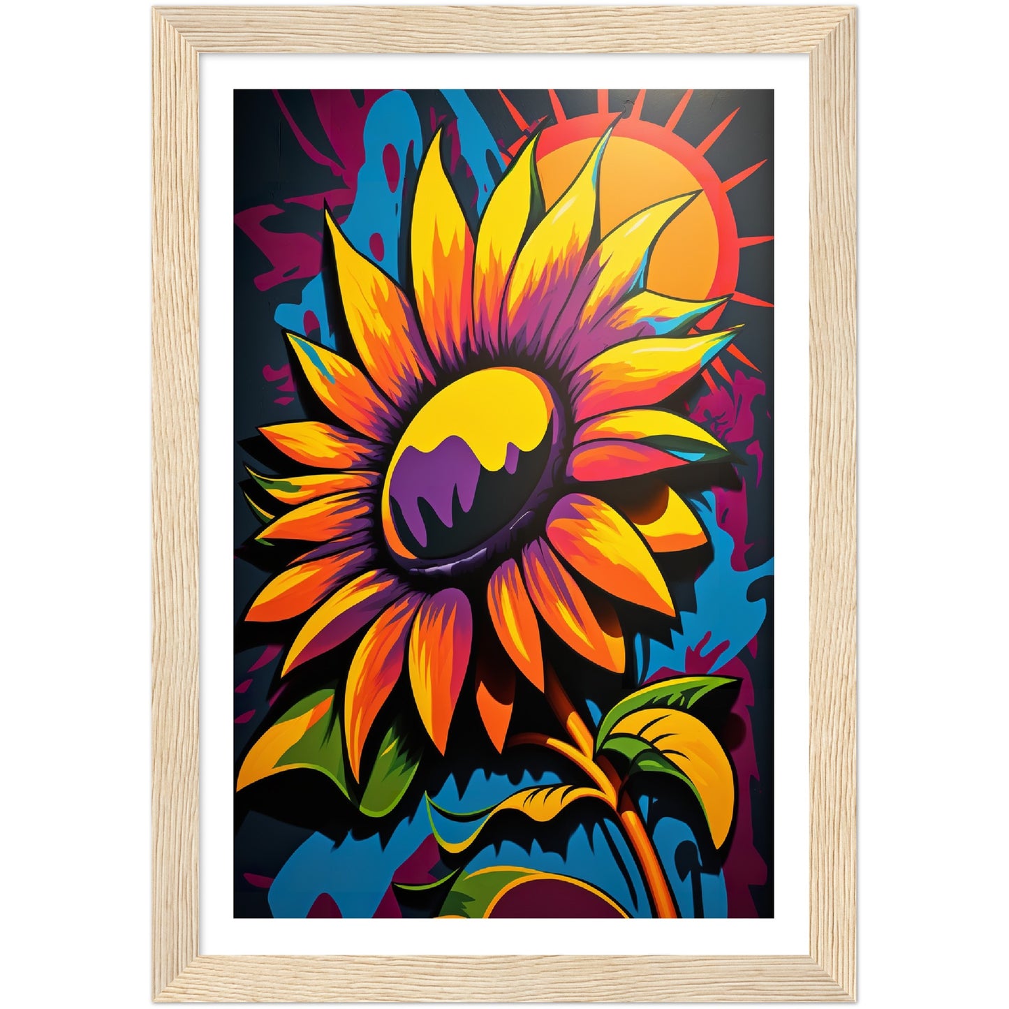 Sunflower Abstract Burst Wall Art Print