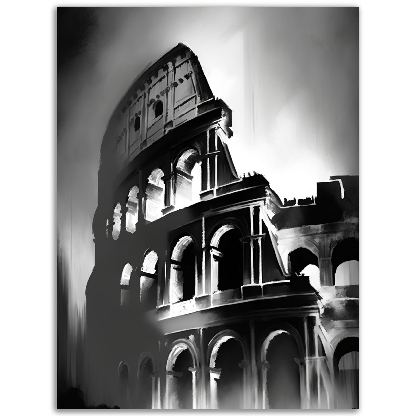 Rome's Monochromatic Marvel - Minimalist Colosseum Sketch