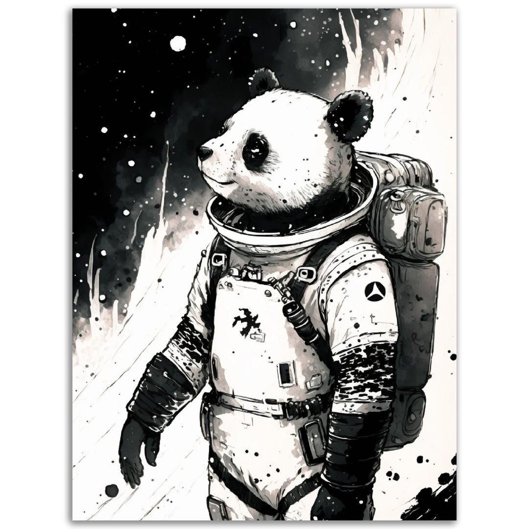 Panda Space Explorer Illustration Wall Art Print