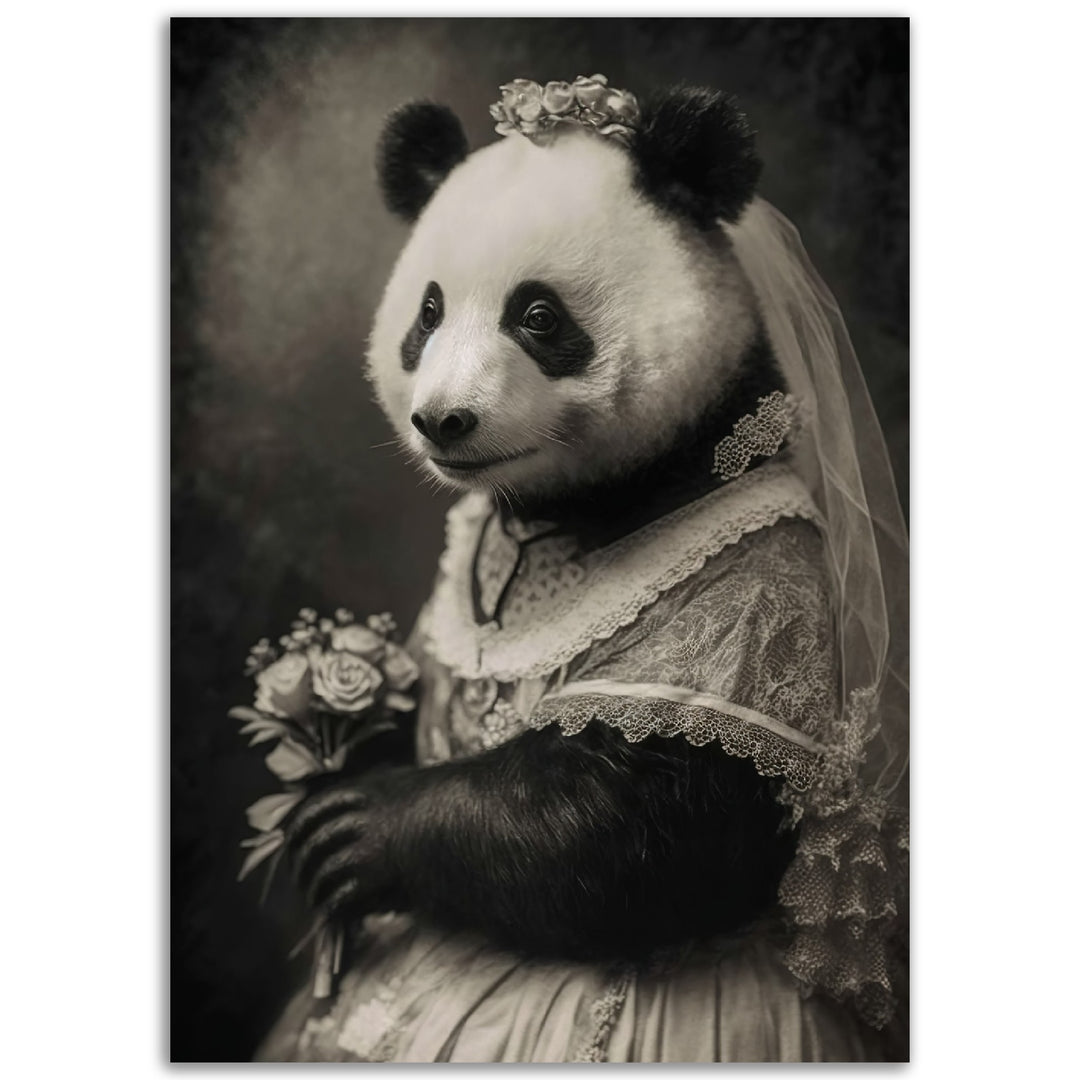 Panda Bride Victorian Portraiture Wall Art Print