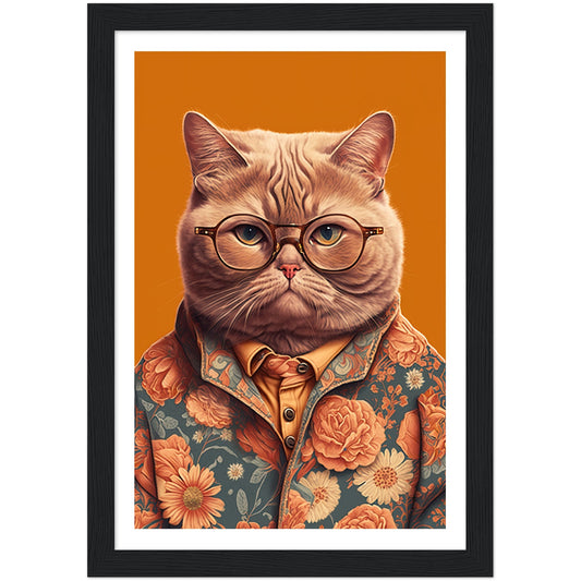 Trendy British Shorthair Cat Illustration Wall Art Print