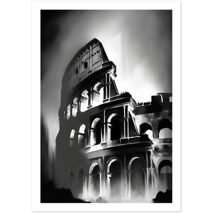 Rome's Monochromatic Marvel - Minimalist Colosseum Sketch