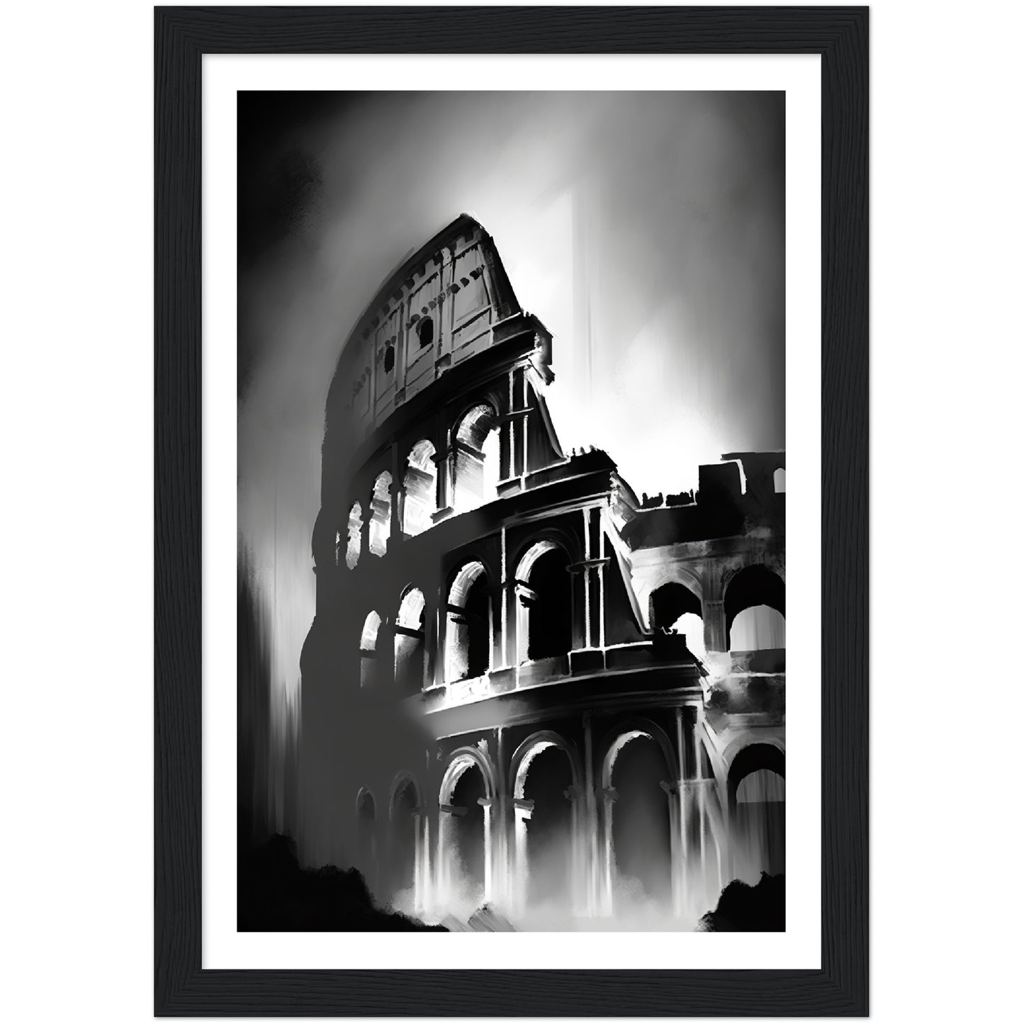 Rome's Monochromatic Marvel - Minimalist Colosseum Sketch