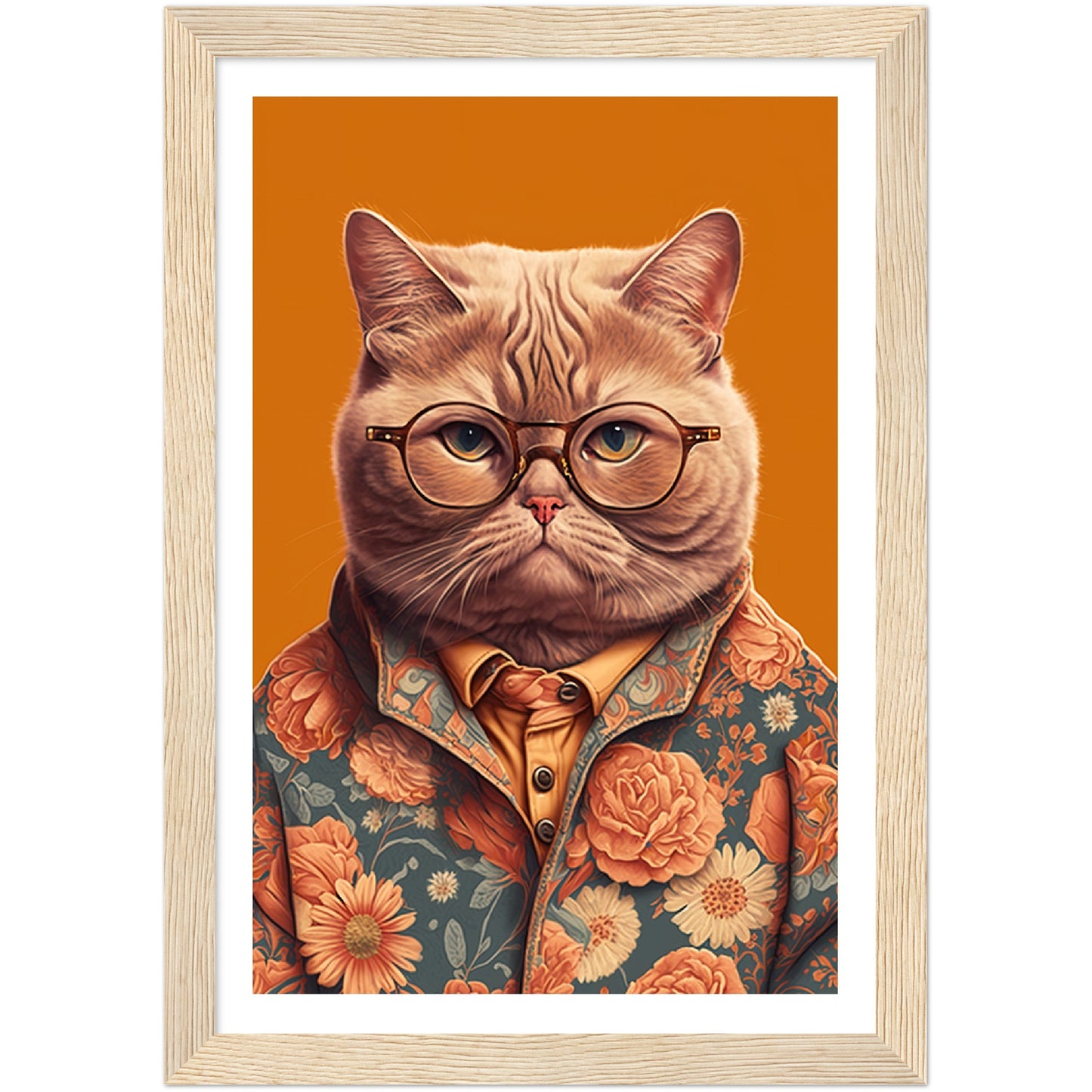 Trendy British Shorthair Cat Illustration Wall Art Print