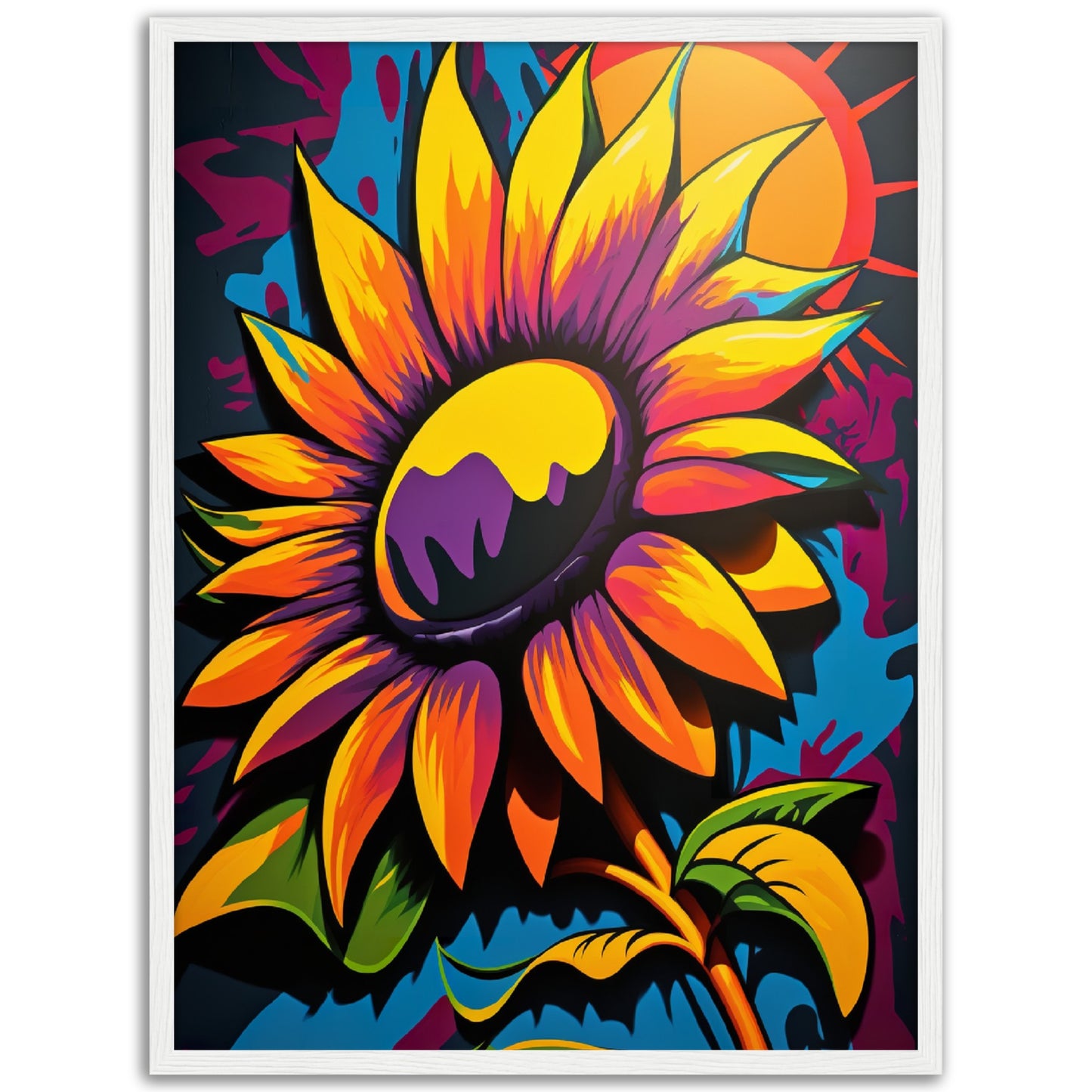 Sunflower Abstract Burst Wall Art Print