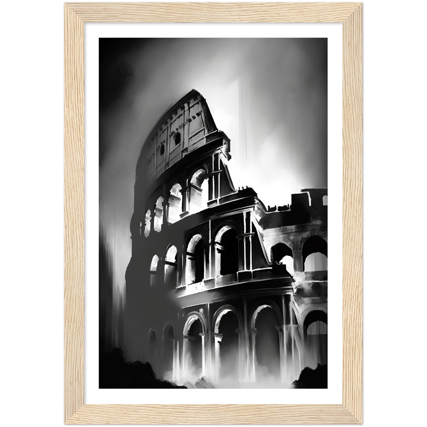 Rome's Monochromatic Marvel - Minimalist Colosseum Sketch