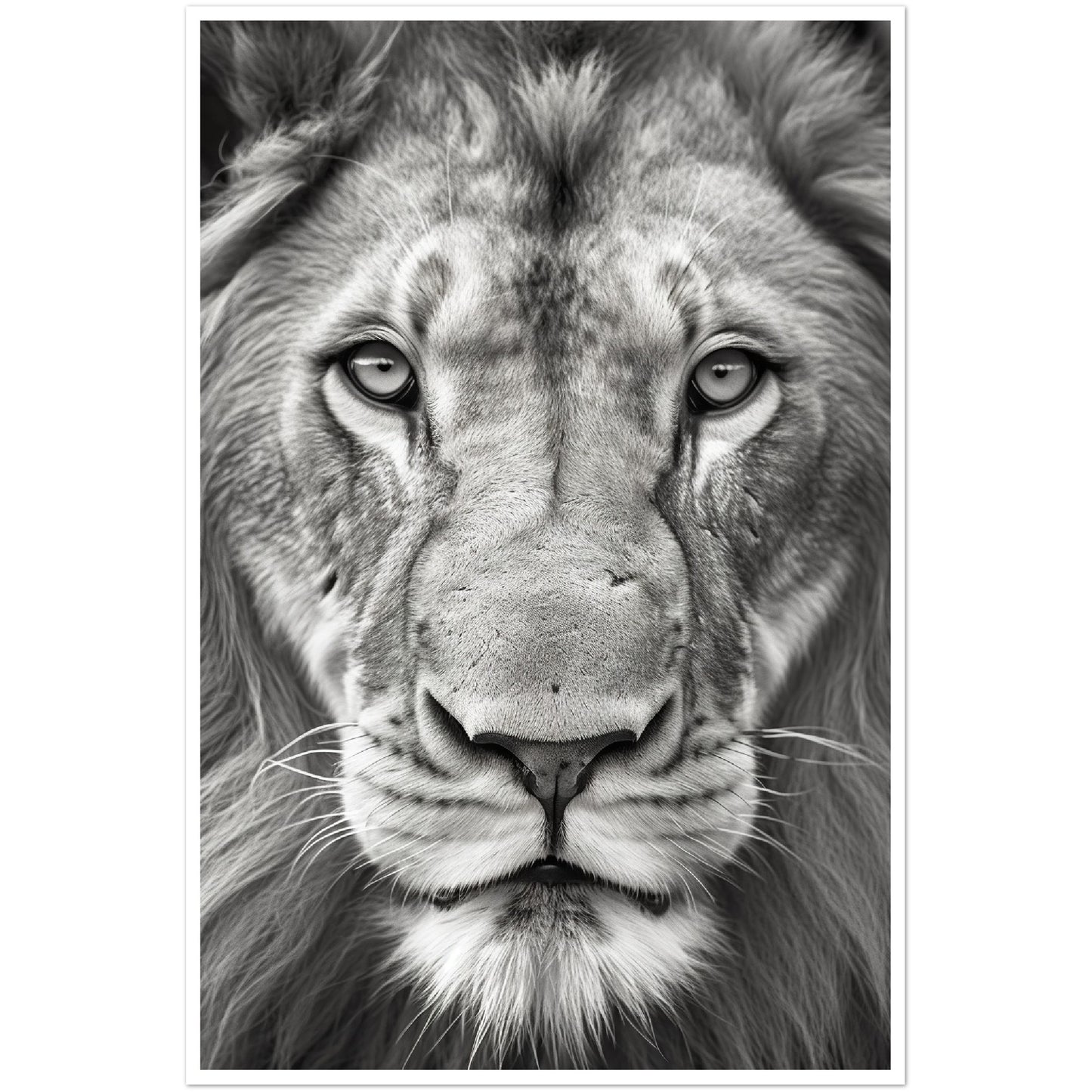 Lion Roar in Monochrome Photograph Wall Art Print