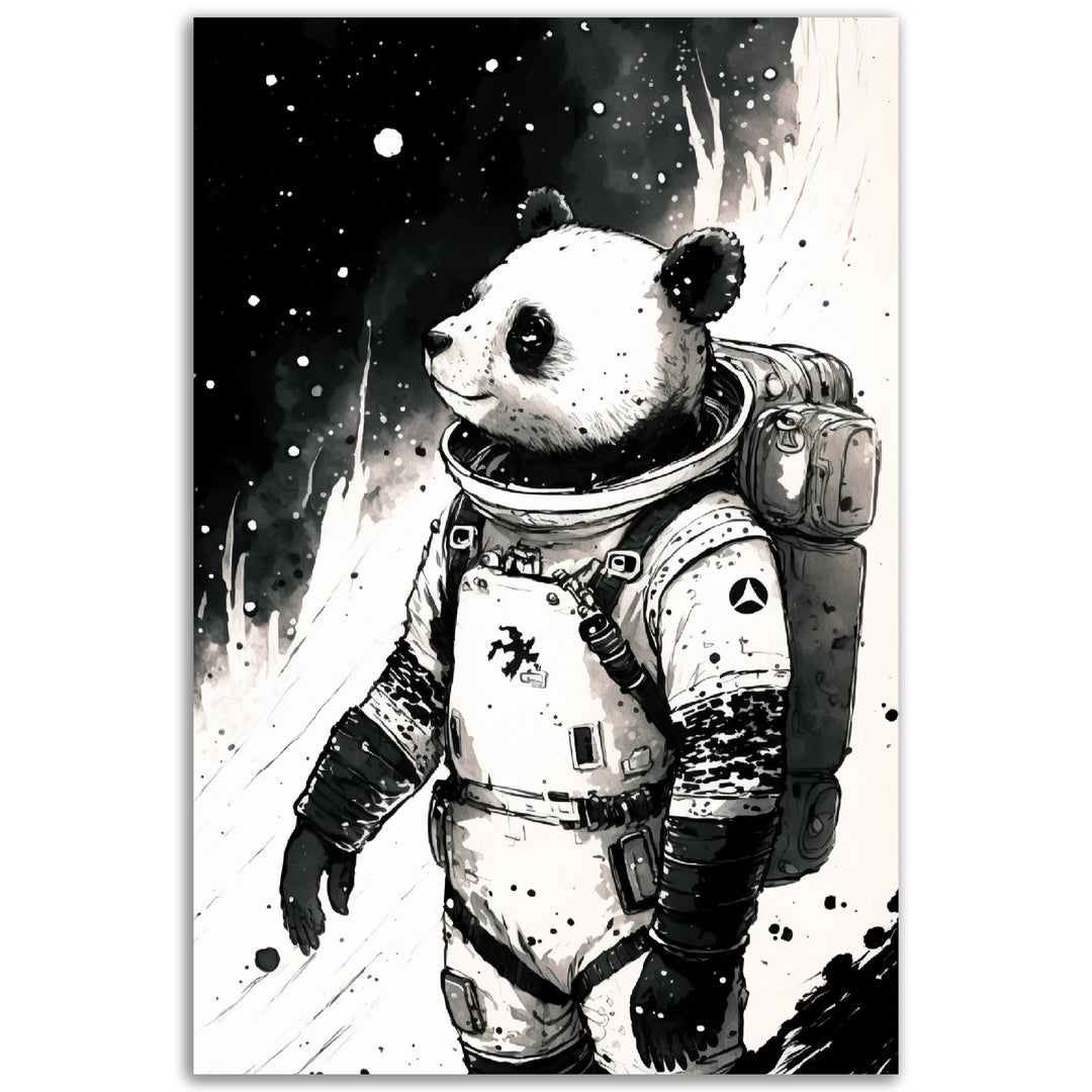 Panda Space Explorer Illustration Wall Art Print