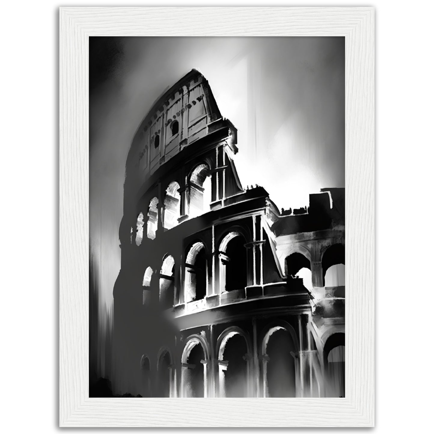 Rome's Monochromatic Marvel - Minimalist Colosseum Sketch