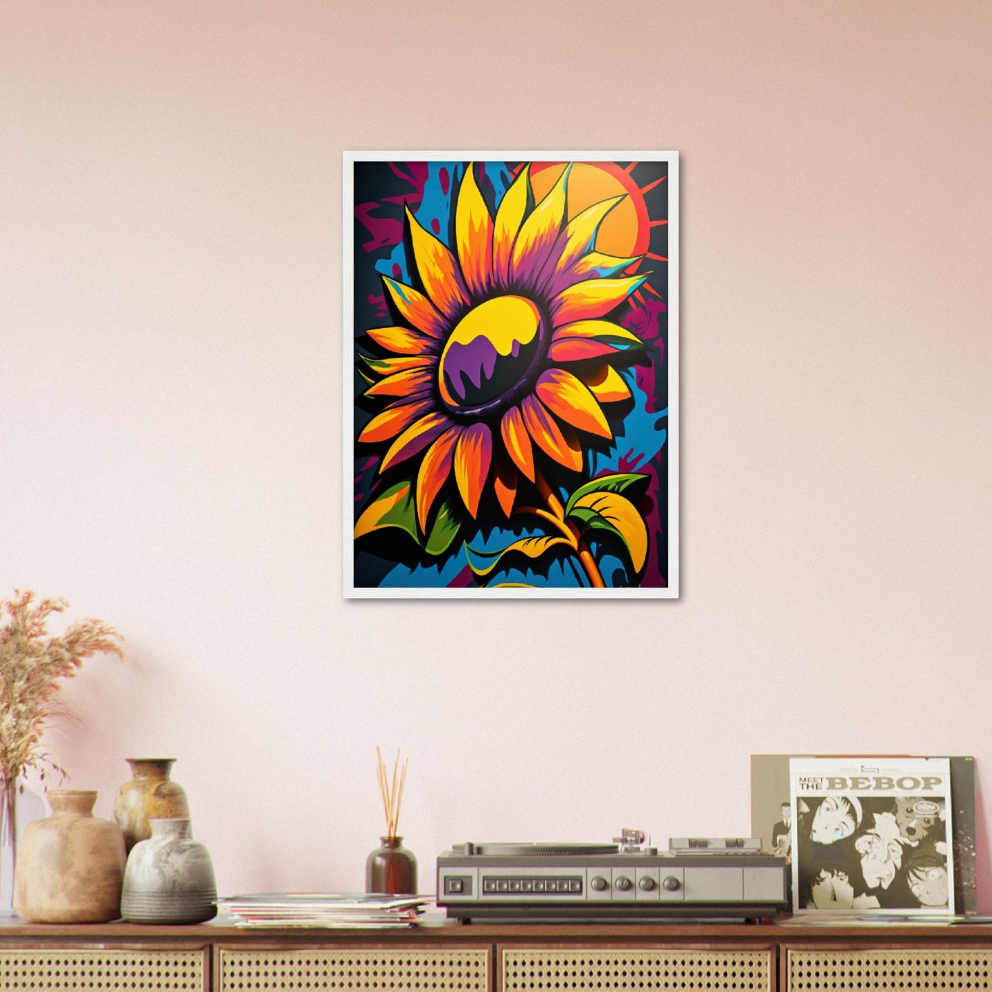 Sunflower Abstract Burst Wall Art Print