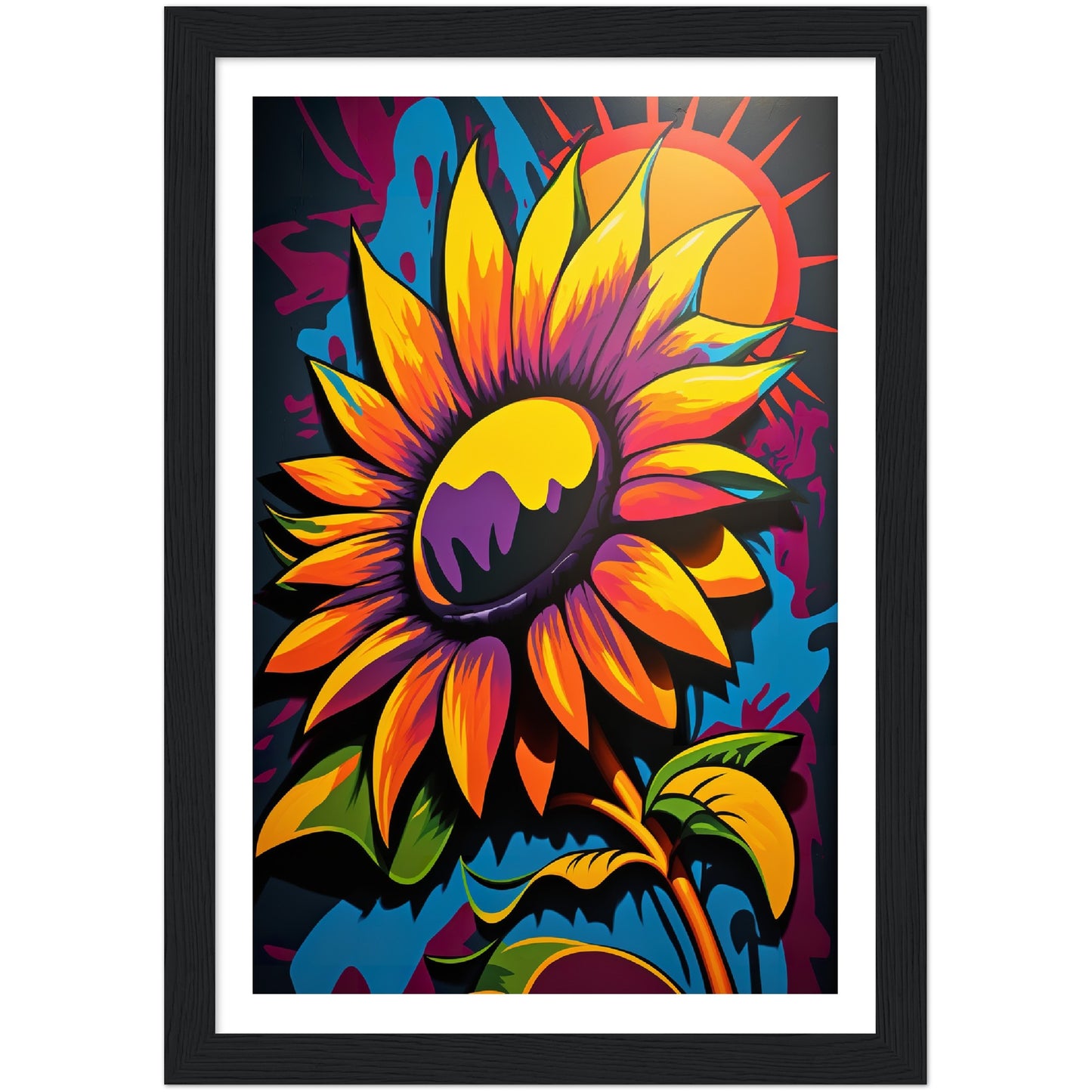 Sunflower Abstract Burst Wall Art Print