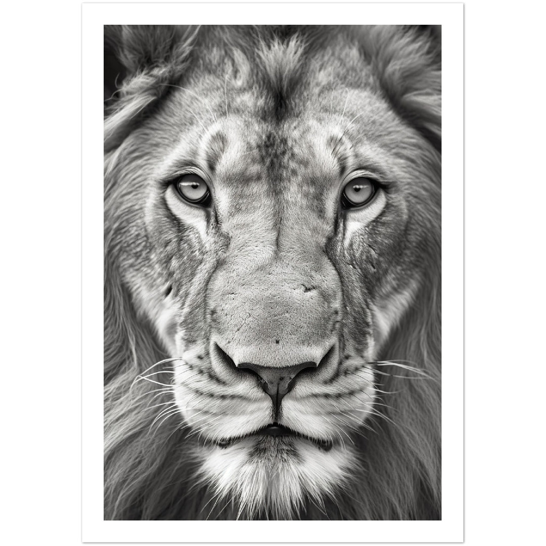 Lion Roar in Monochrome Photograph Wall Art Print