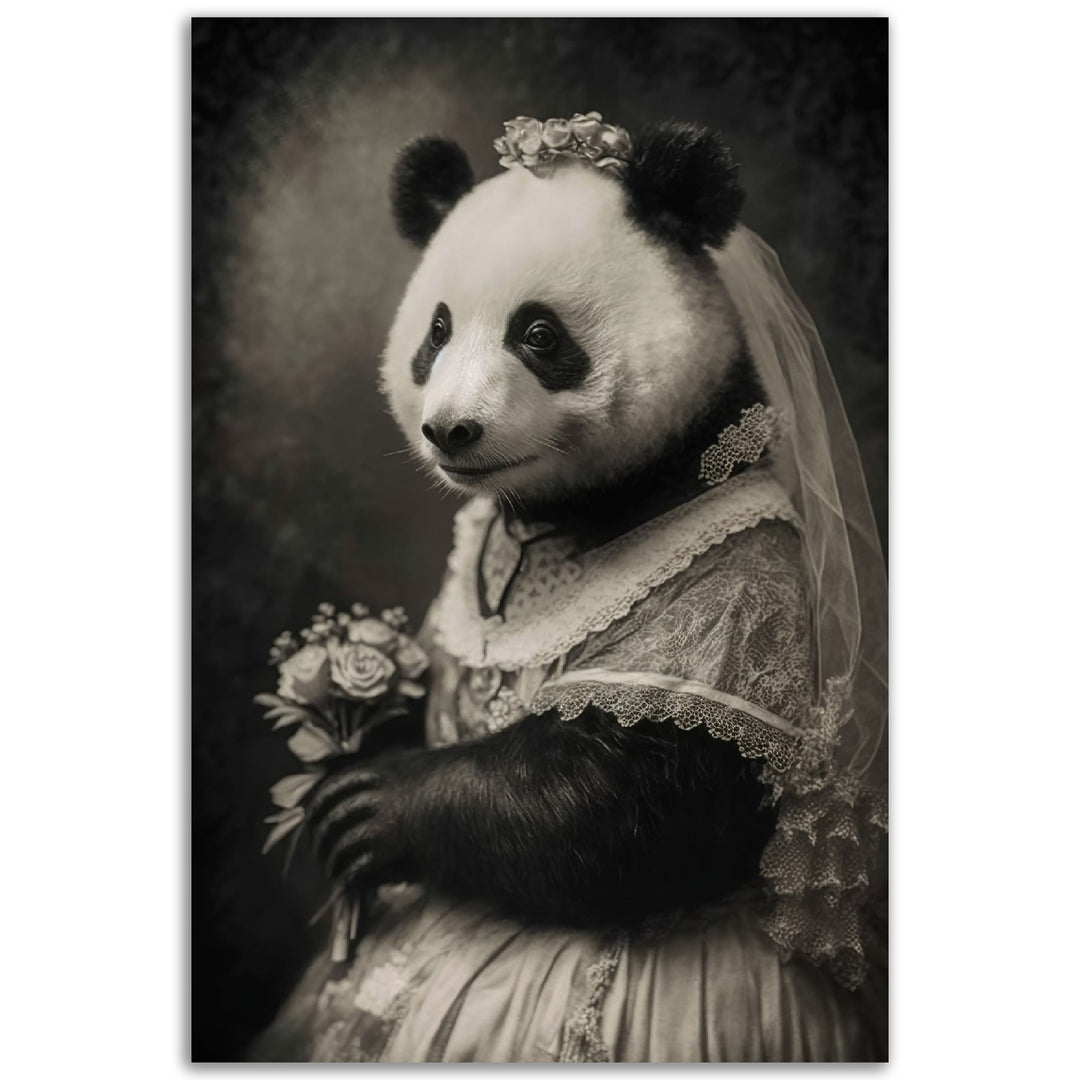 Panda Bride Victorian Portraiture Wall Art Print