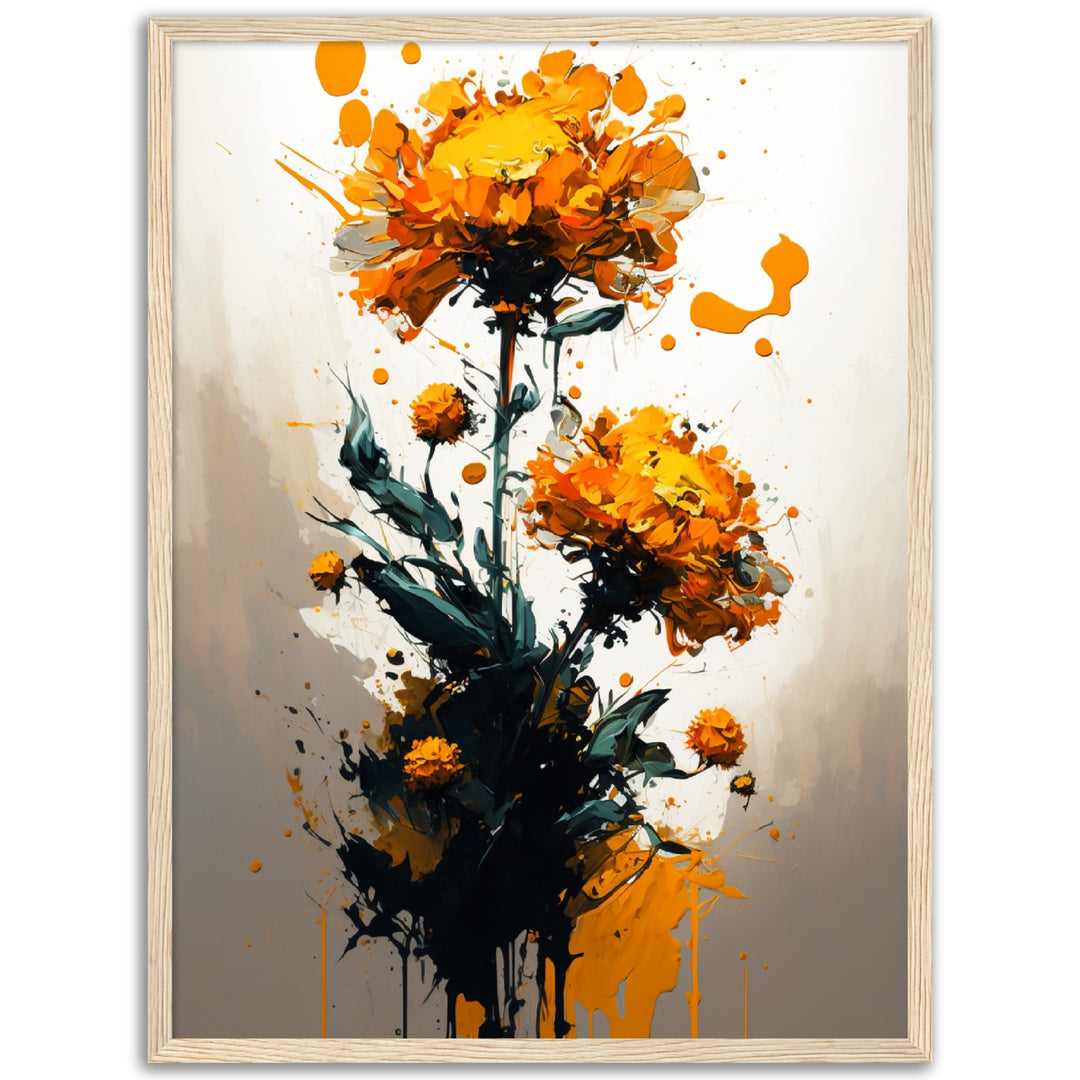 Floral Marigold Madness Abstract Flower Wall Art Print