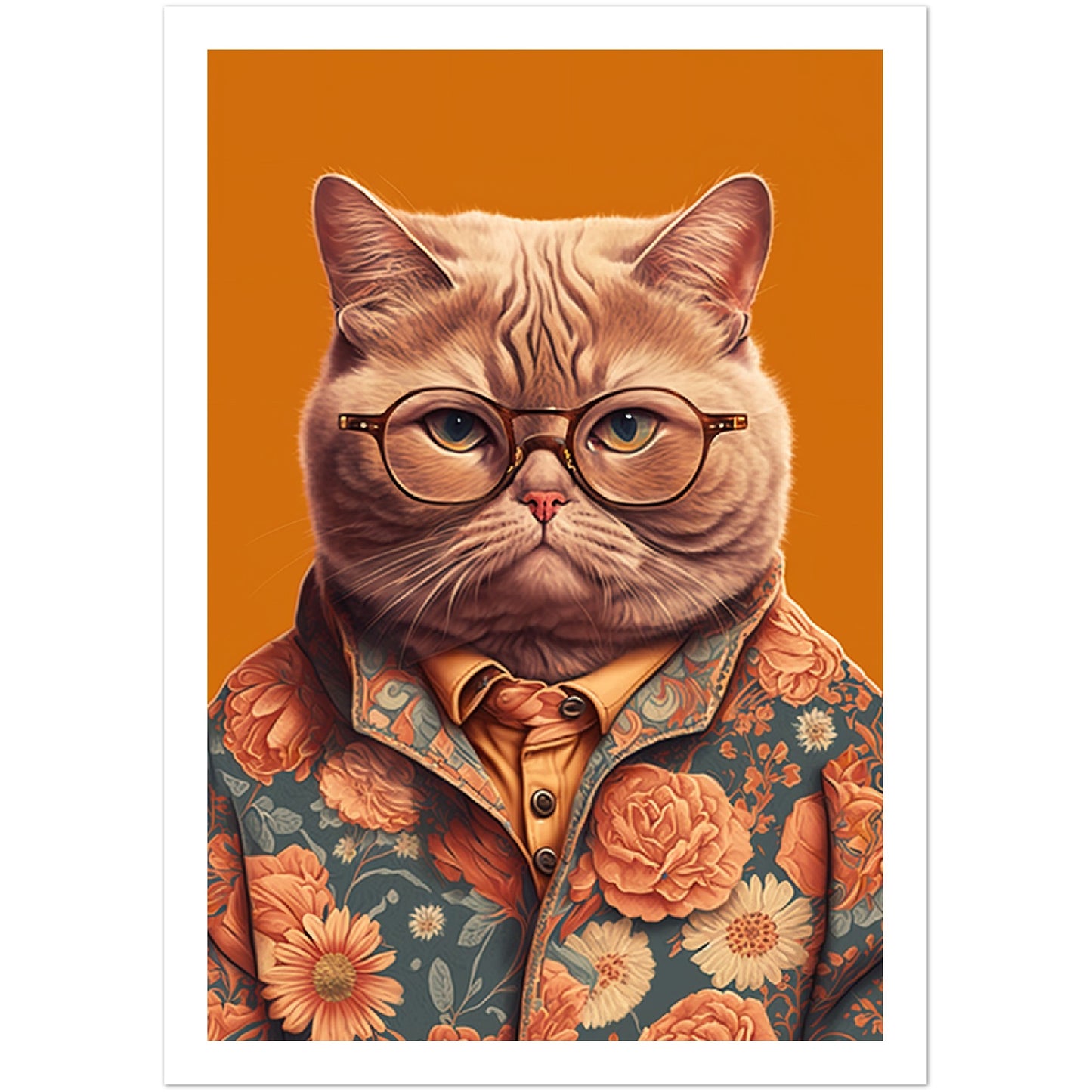 Trendy British Shorthair Cat Illustration Wall Art Print