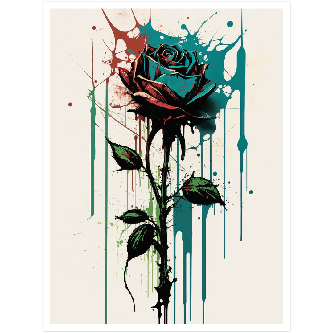 Abstract Rose Drip Painting Expressionist Wall Art Print