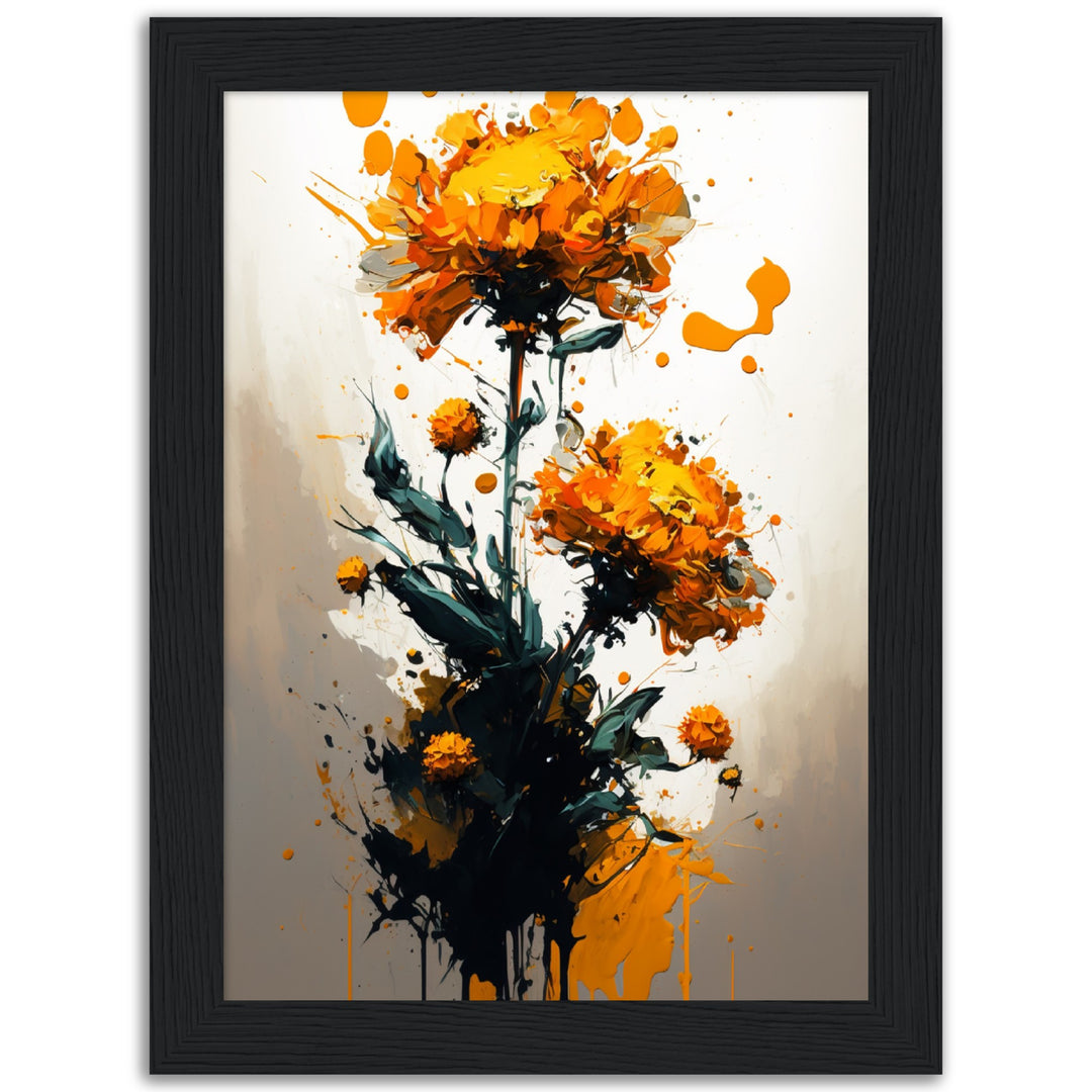 Floral Marigold Madness Abstract Flower Wall Art Print