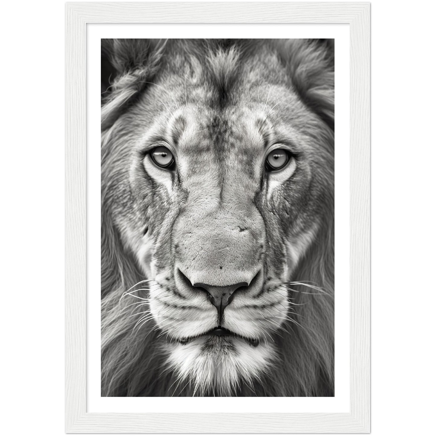 Lion Roar in Monochrome Photograph Wall Art Print