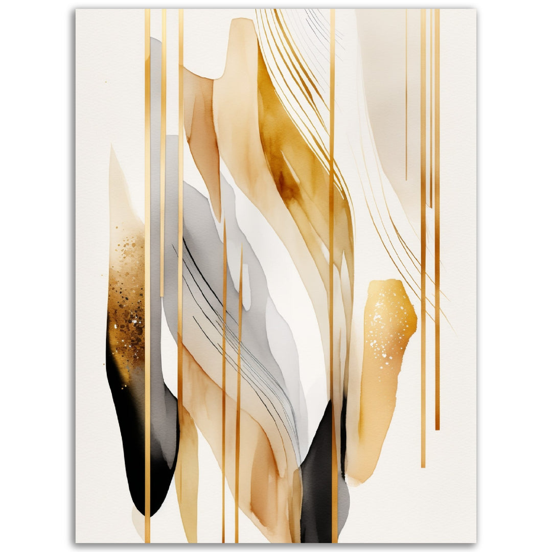 Golden Flow Abstract Patterns Wall Art Print