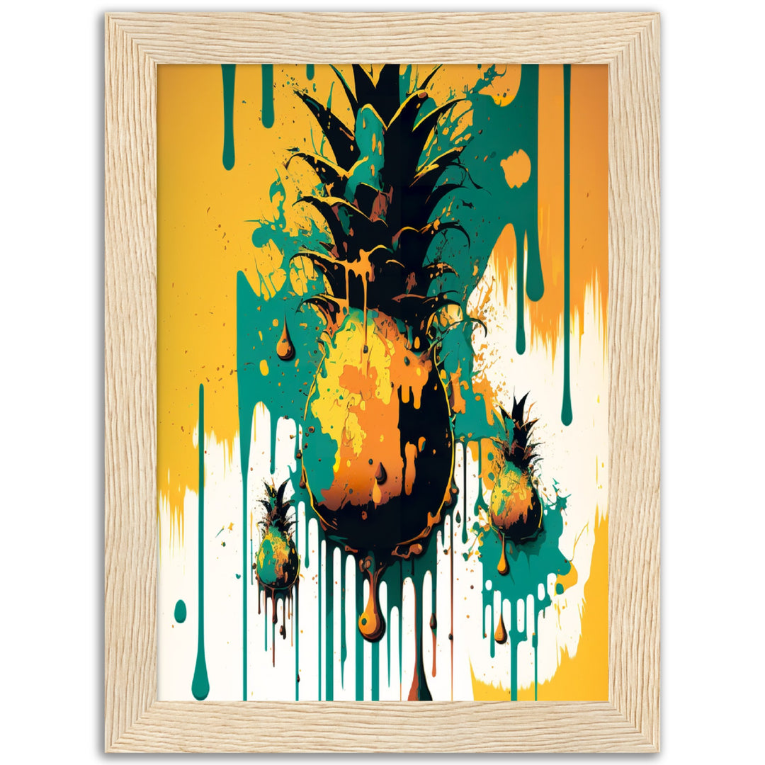 Pineapple Abstract Drip Painting Wall Art Print