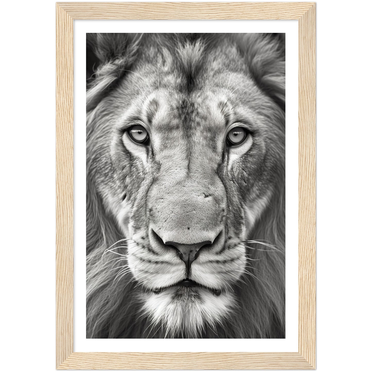 Lion Roar in Monochrome Photograph Wall Art Print