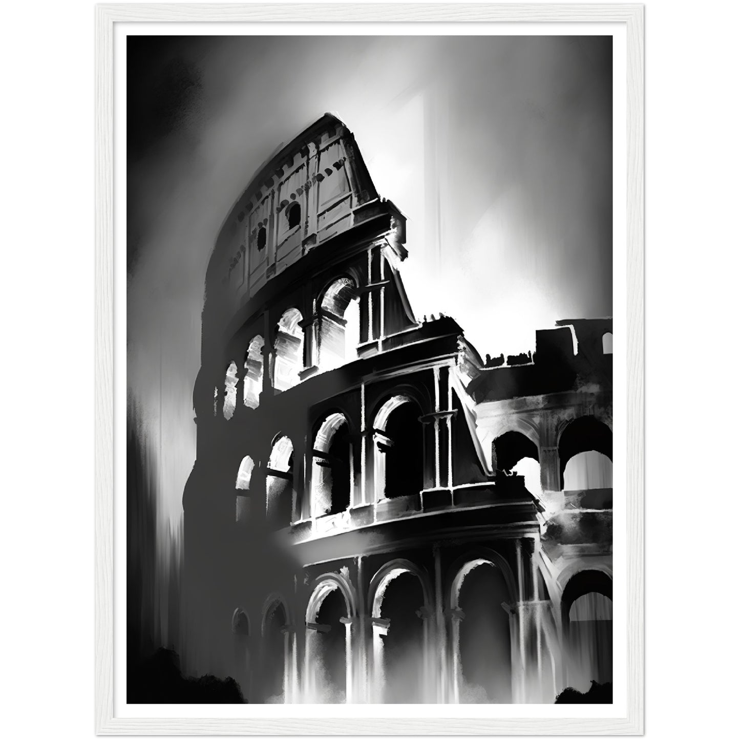 Rome's Monochromatic Marvel - Minimalist Colosseum Sketch