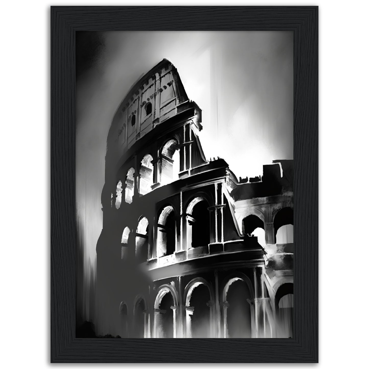 Rome's Monochromatic Marvel - Minimalist Colosseum Sketch