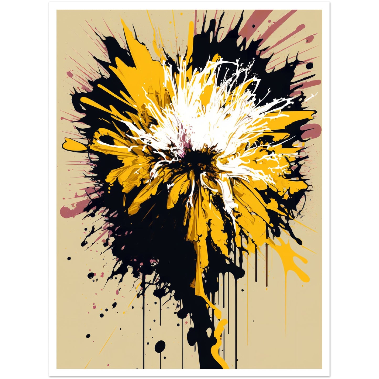 Chrysanthemum Floral Chaos Abstract Flower Wall Art Print