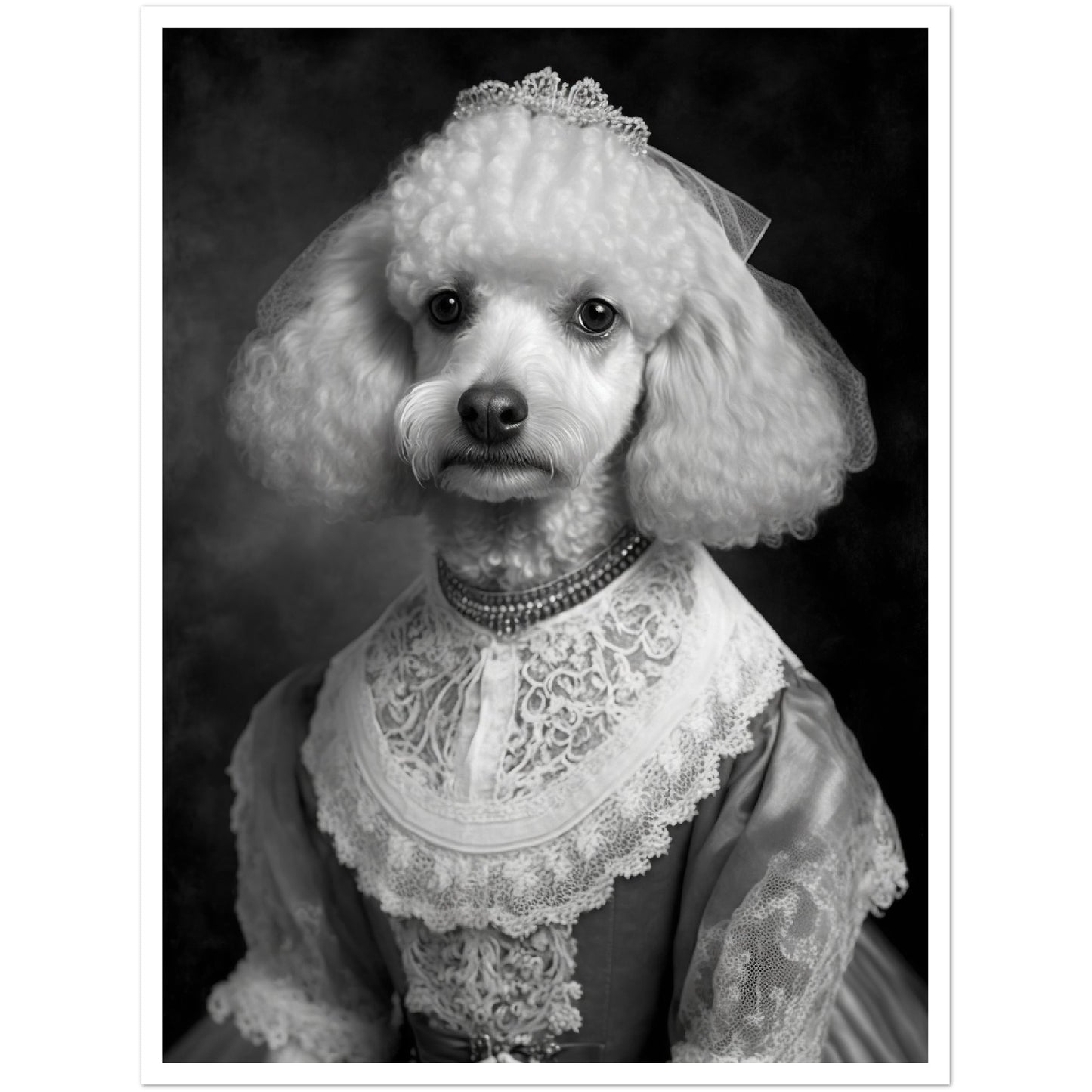 Poodle Bride Victorian Animal Portraiture Wall Art Print