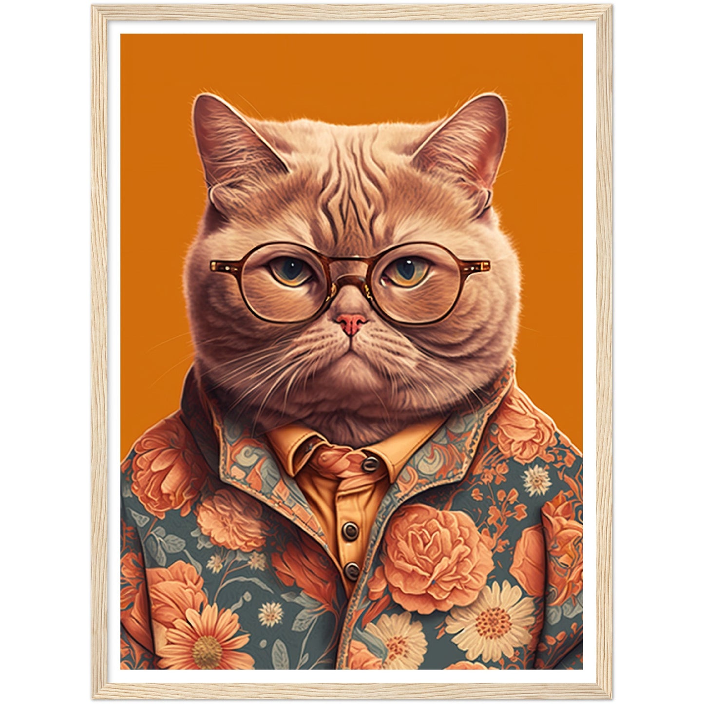 Trendy British Shorthair Cat Illustration Wall Art Print