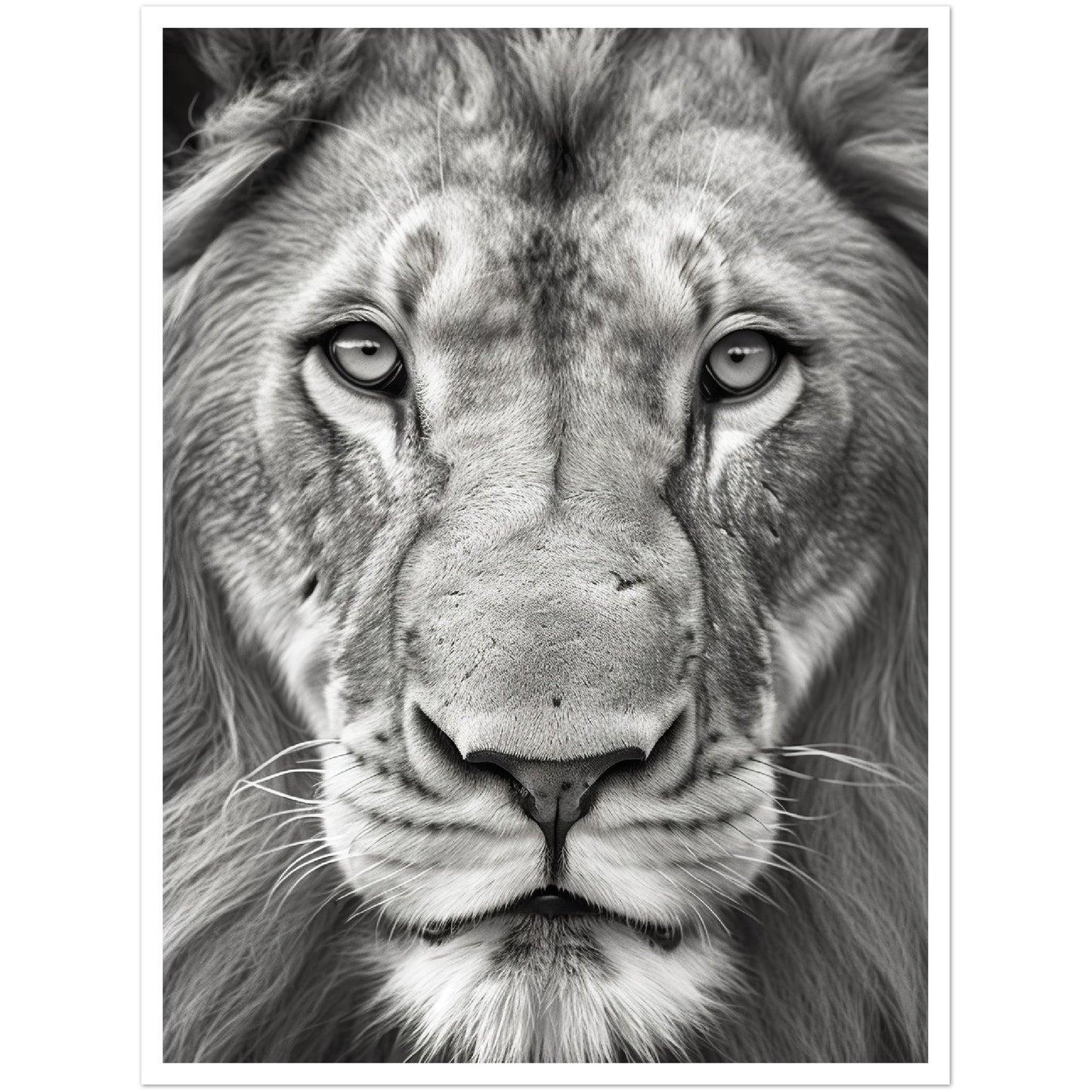 Lion Roar in Monochrome Photograph Wall Art Print