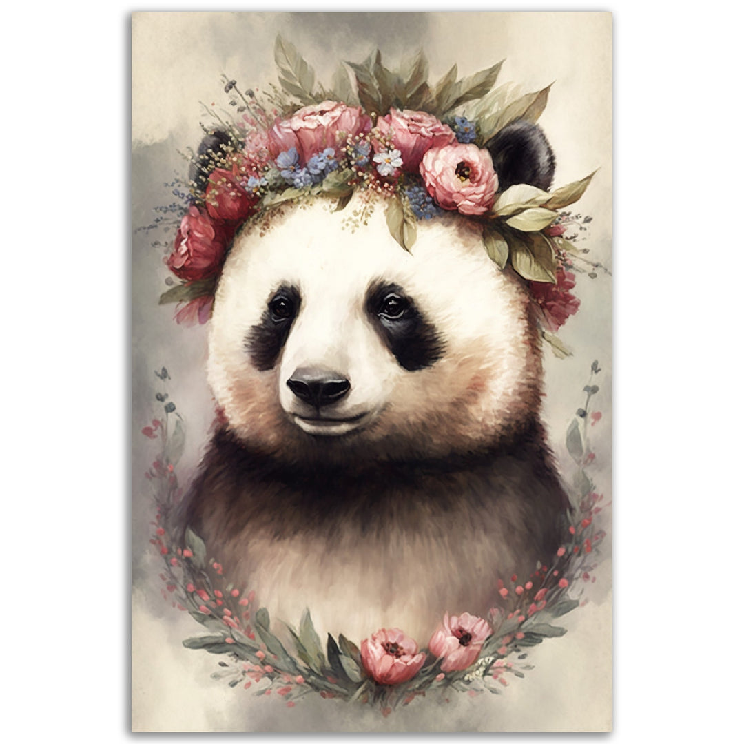 Panda Queen Regency Floral Wall Art Print