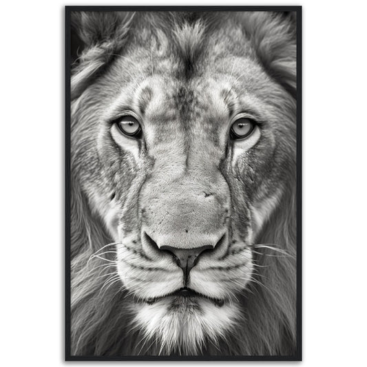 Lion Roar in Monochrome Photograph Wall Art Print