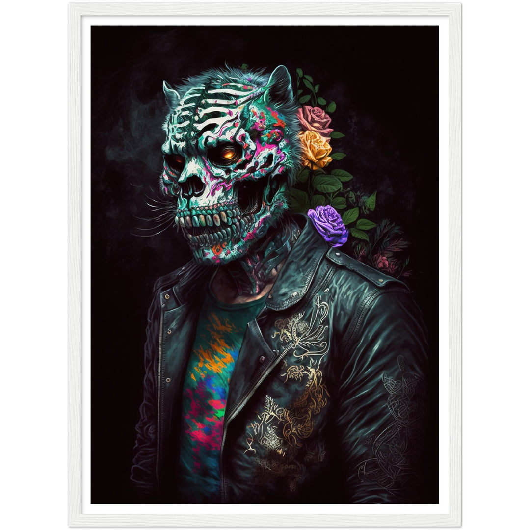 Day Of The Dead Tiger Illustration Wall Art Print