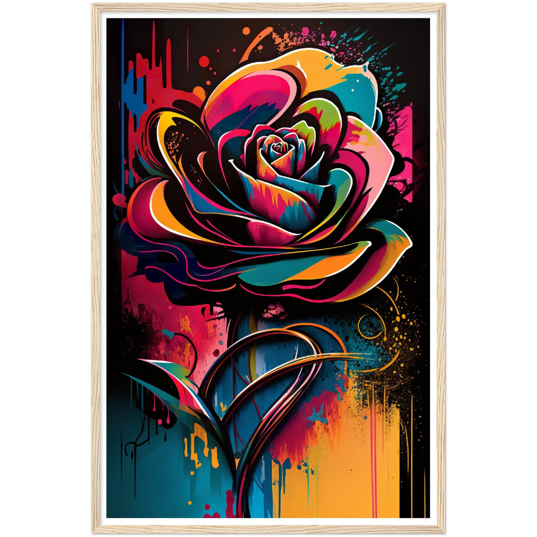 Electric Rose Abstract Flower Wall Art Print