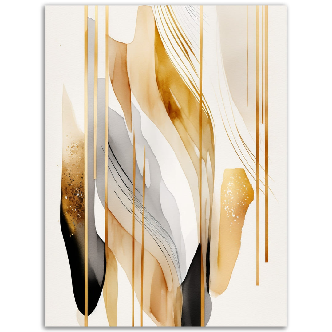 Golden Flow Abstract Patterns Wall Art Print