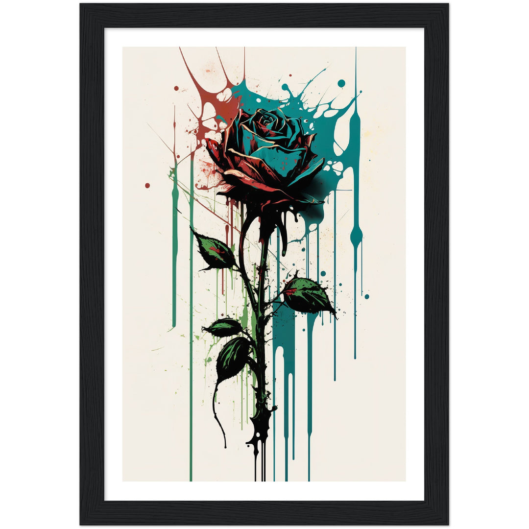 Abstract Rose Drip Painting Expressionist Wall Art Print