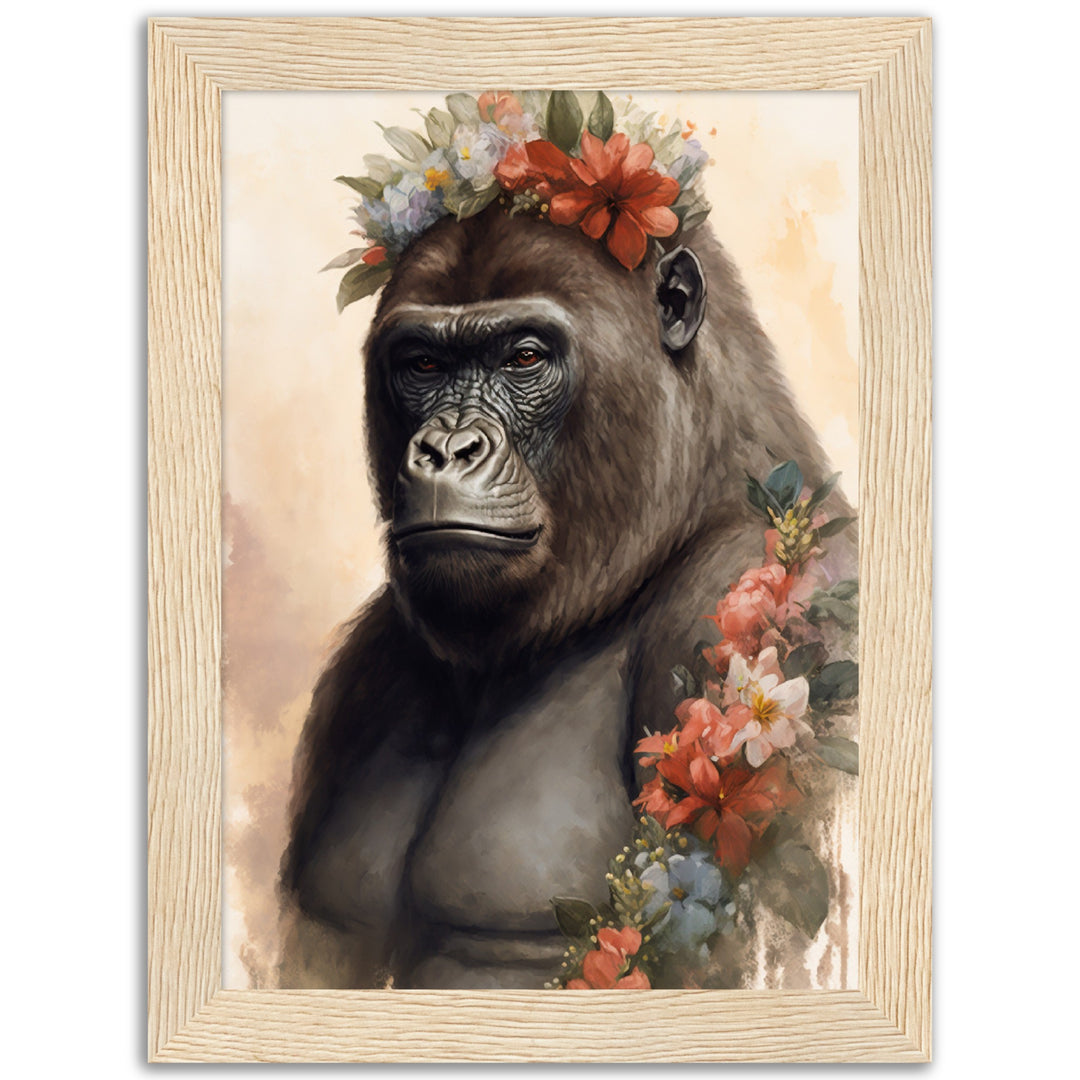 Flower Crowned Gorilla Wall Art Print