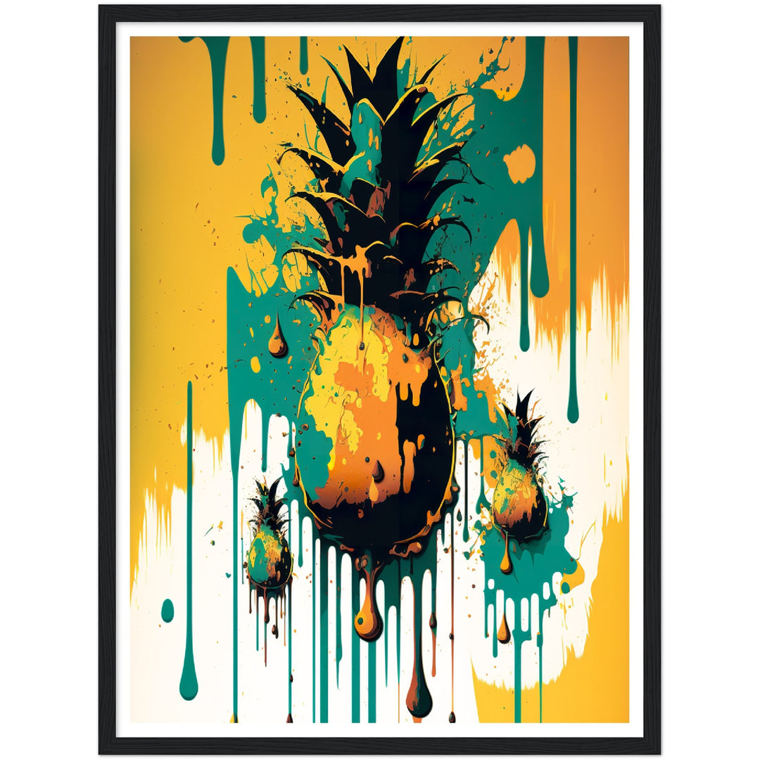 Pineapple Abstract Drip Painting Wall Art Print