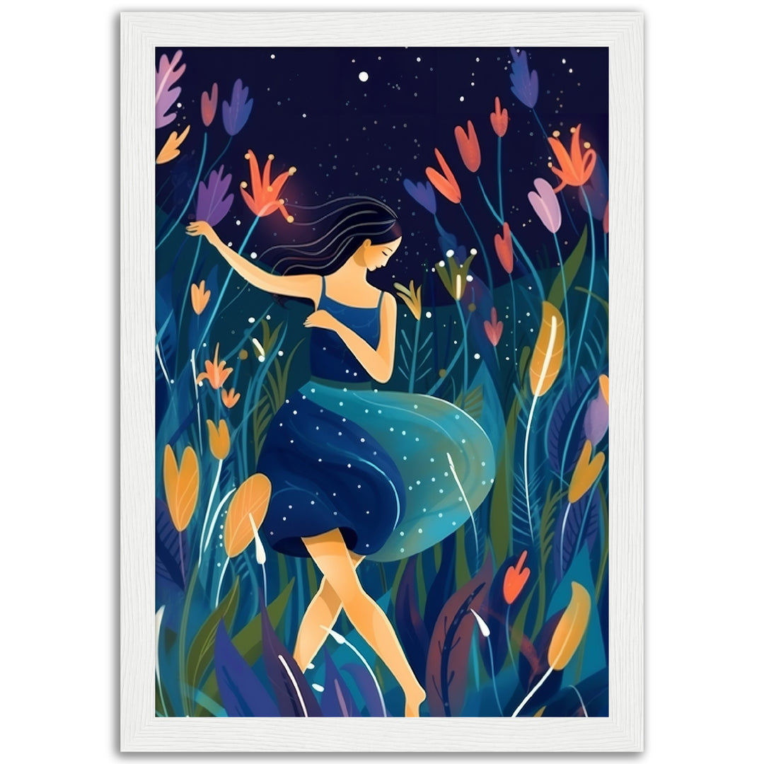 Midnight Garden Dance Blue Tones Wall Art Print