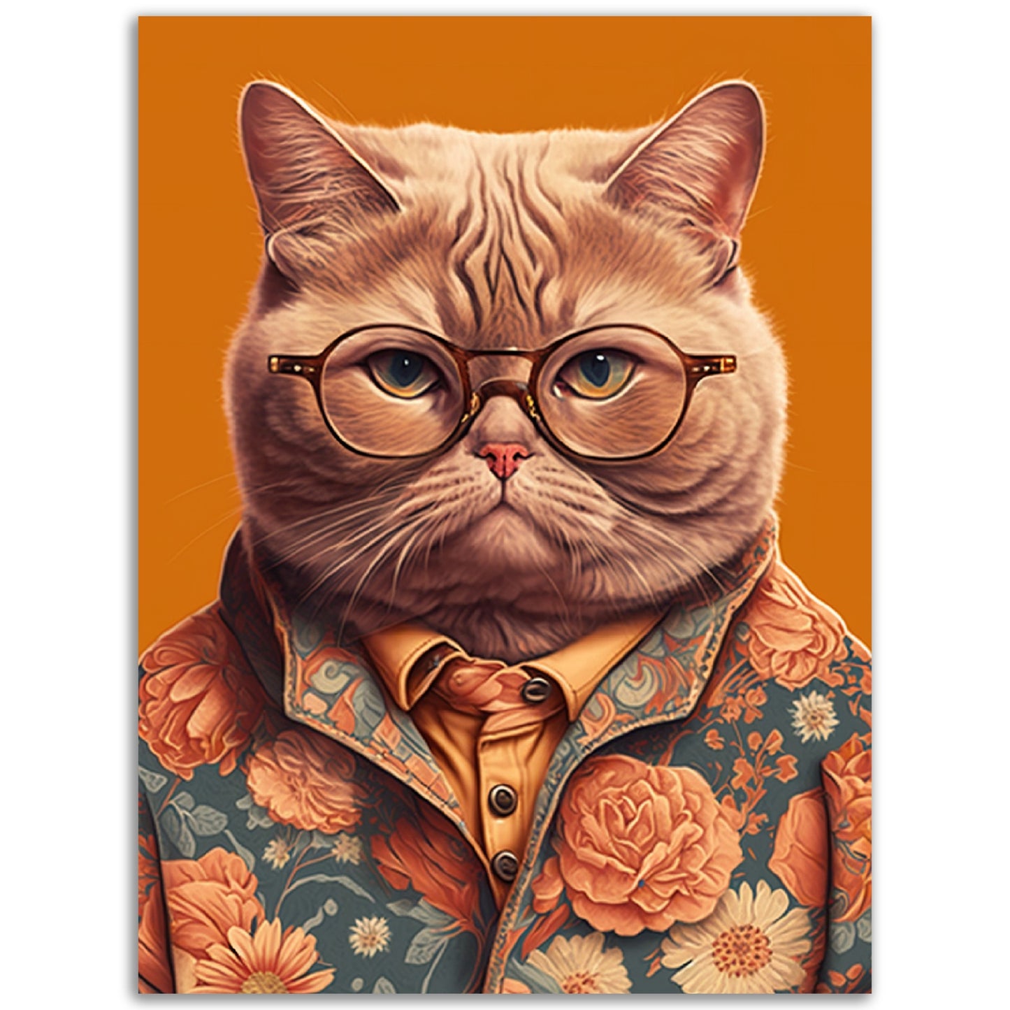 Trendy British Shorthair Cat Illustration Wall Art Print