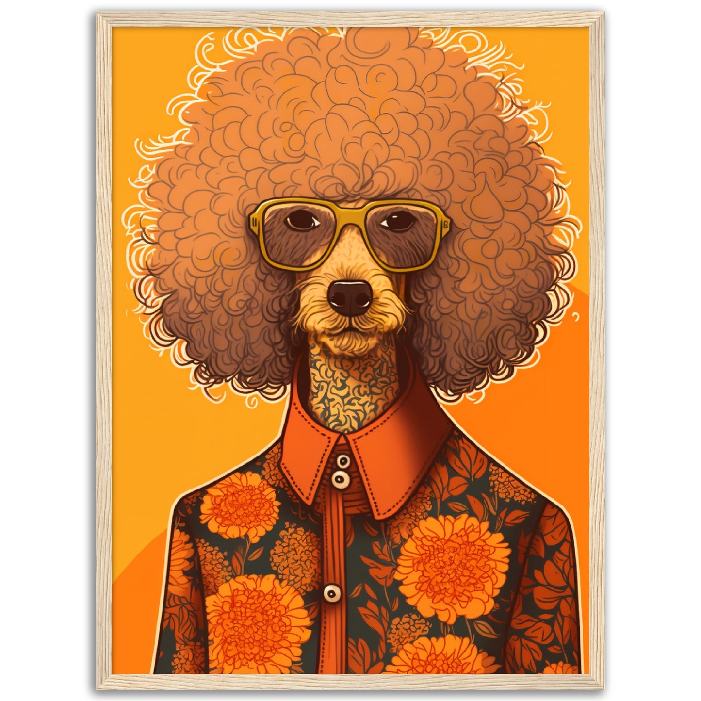 Poodle Chic Dog In Floral Shirt Wall Art Print