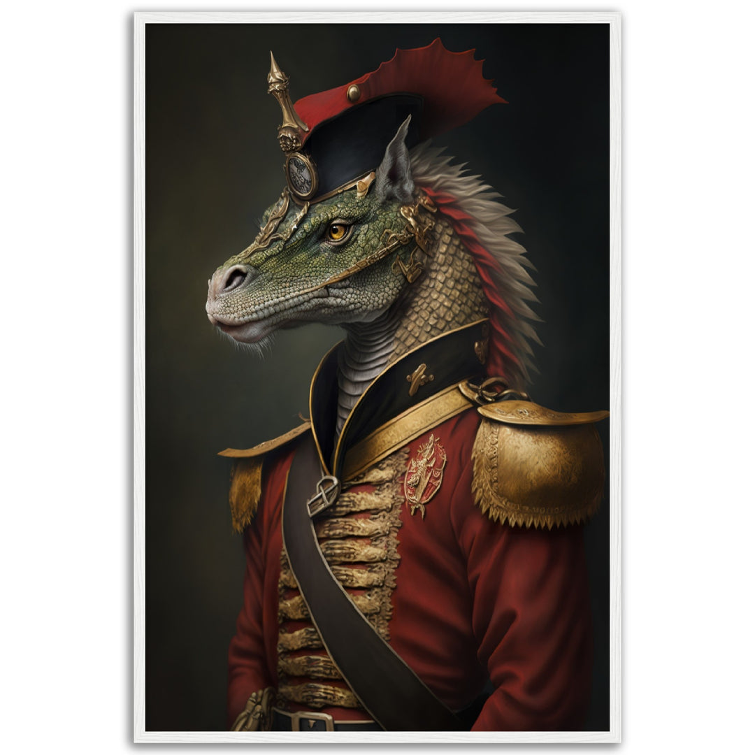 Fire-Breathing Dragon Military Portraiture Wall Art Print